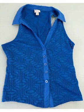 Maeve Anthropologie Top Women's S Button Up Sleeveless Shirt Textured Blouse